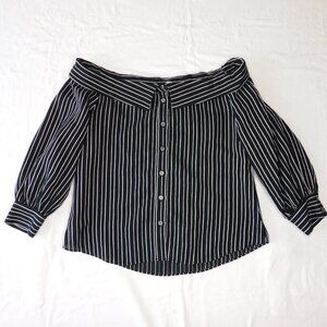 Veronica Beard Black and White Striped Blouse